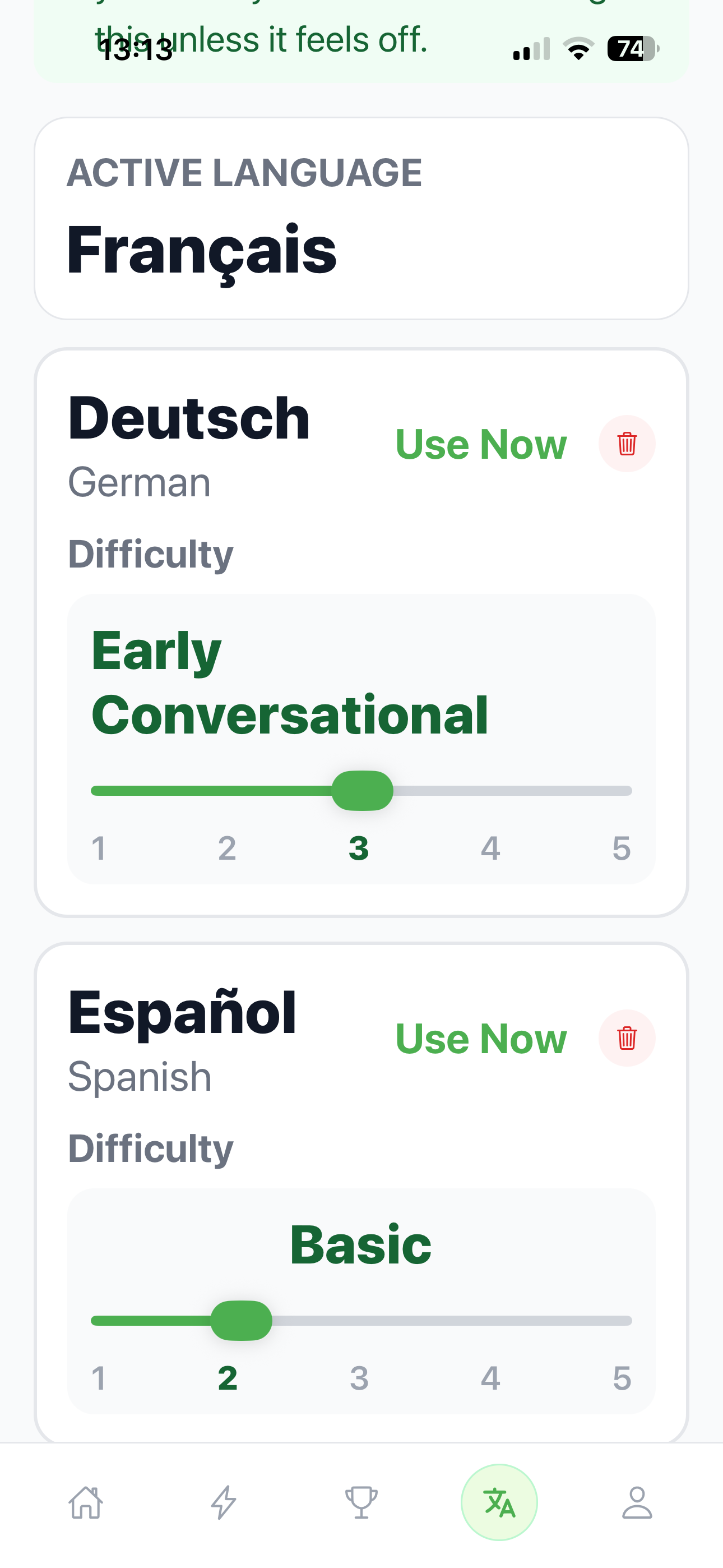 Choose multiple languages