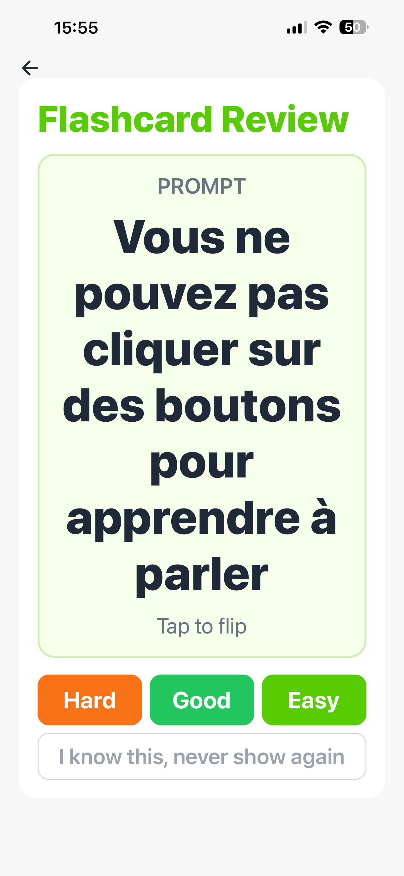 Phrase flashcard review