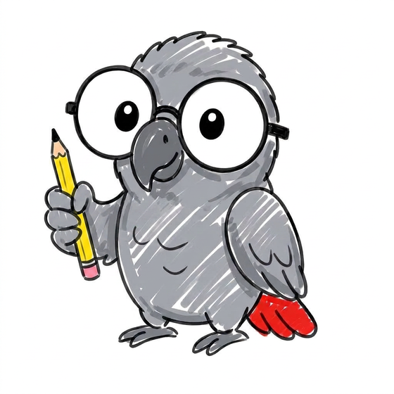 Polly holding a pencil