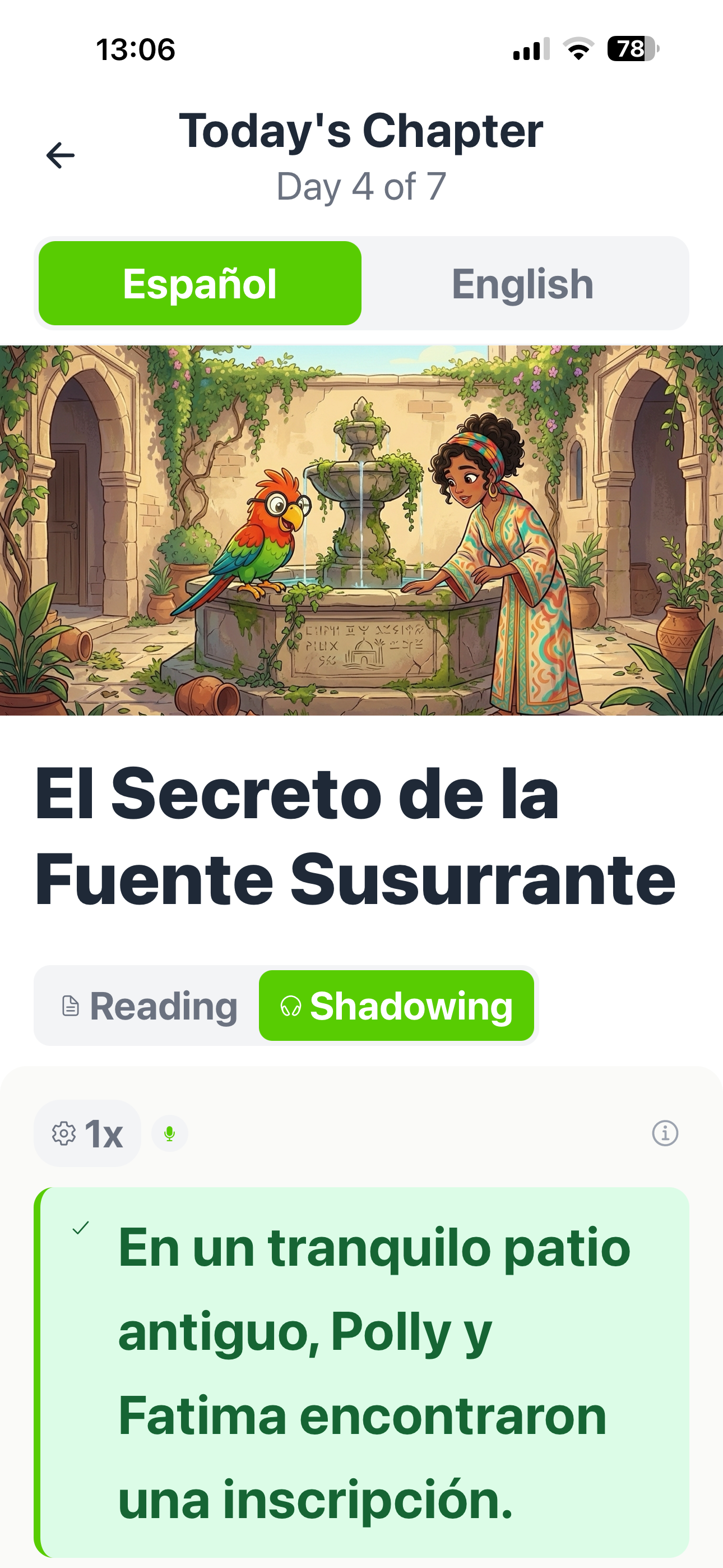 Reading a story in Spanish