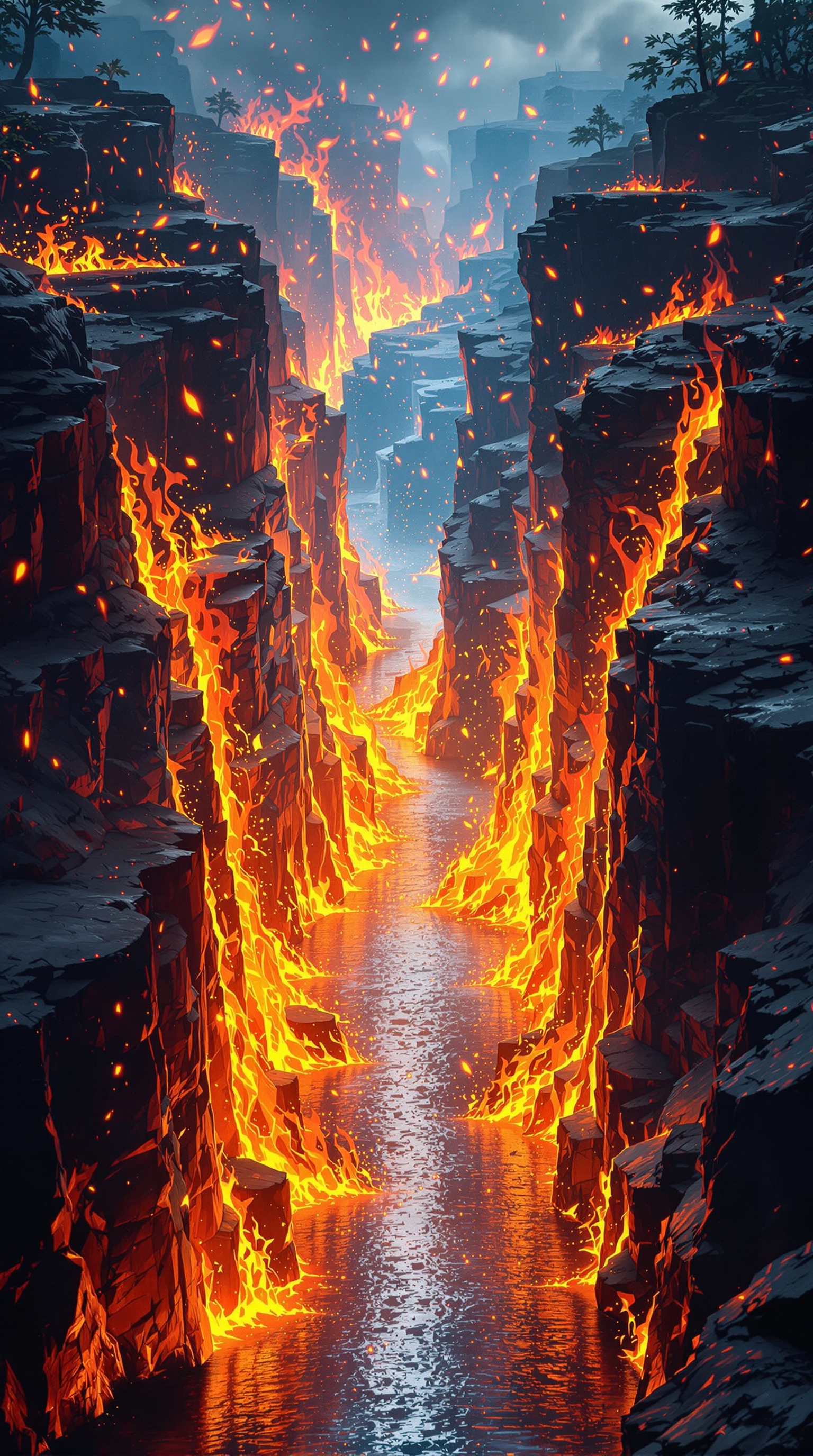 Explore Wind Currents and Flames in a Canyon – Educational AI Art