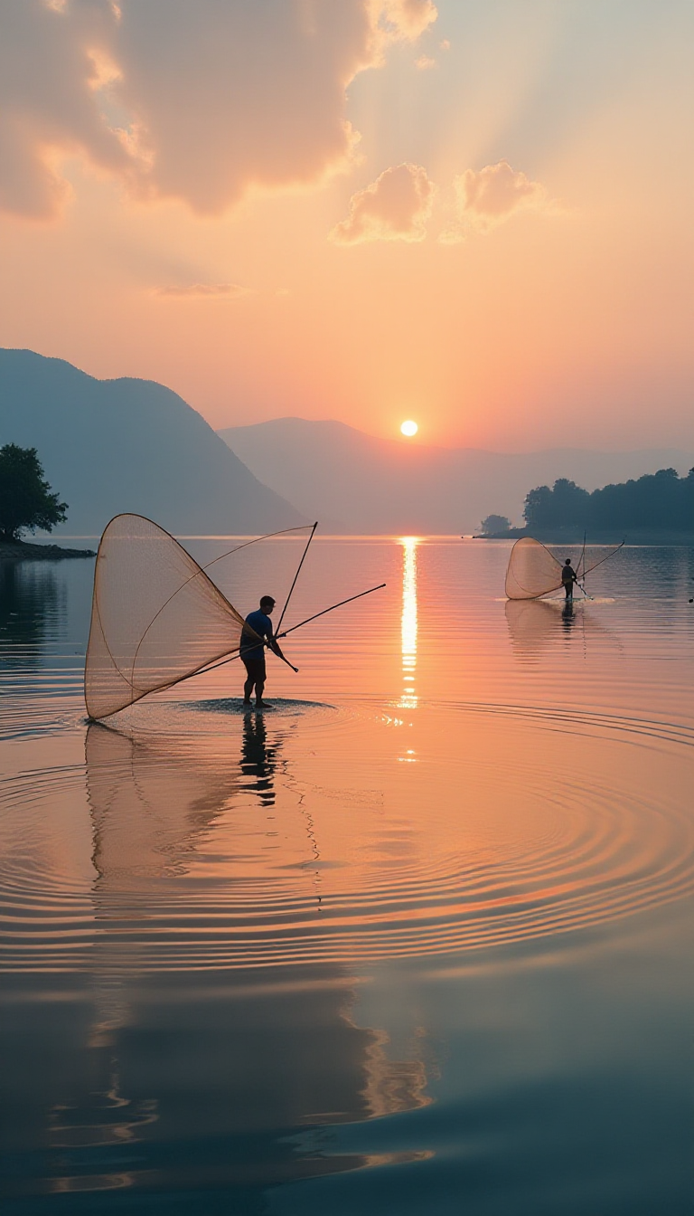 Explore a Tranquil Lake Scene Created by Kids with AI