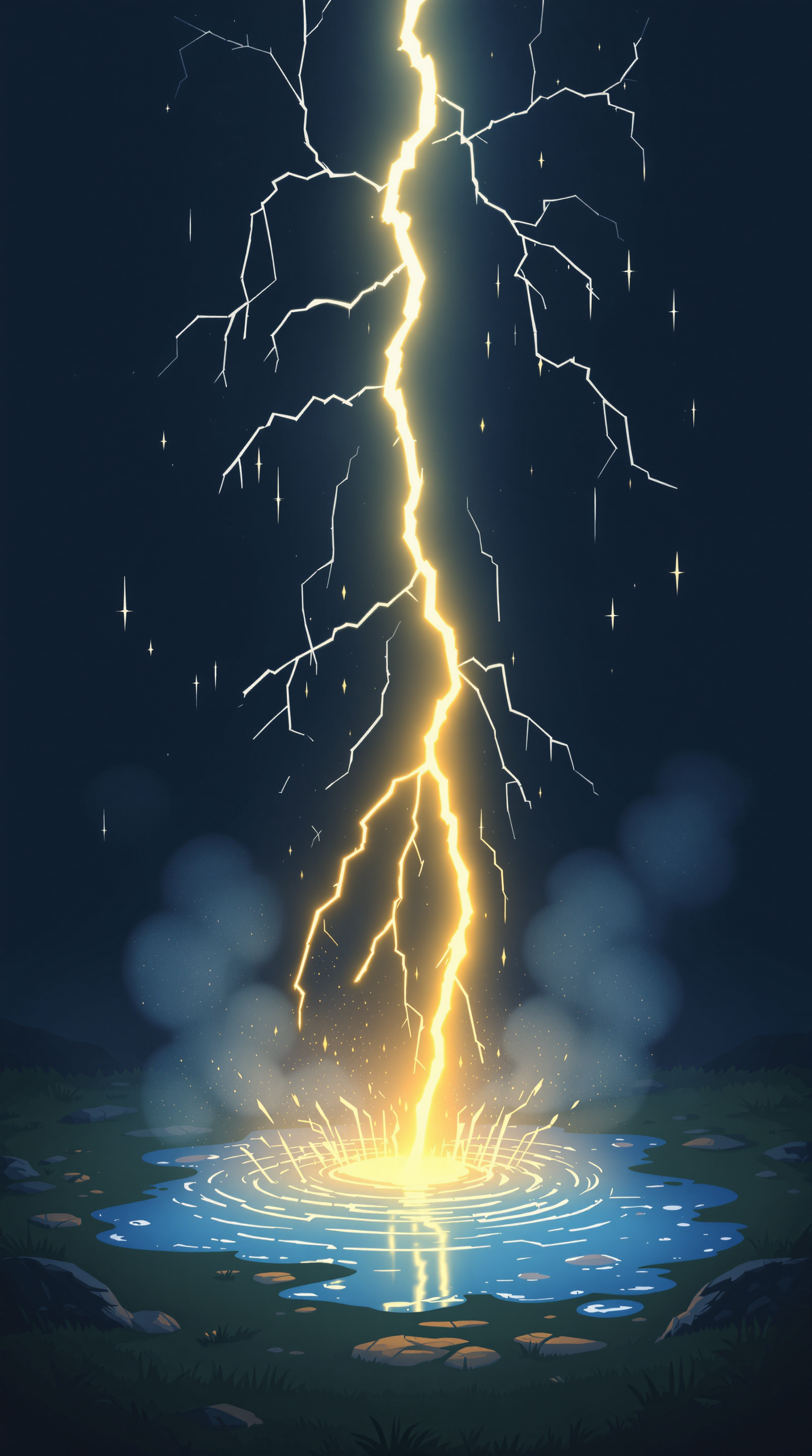 Lightning Striking a Puddle: A Creative AI Artwork for Kids