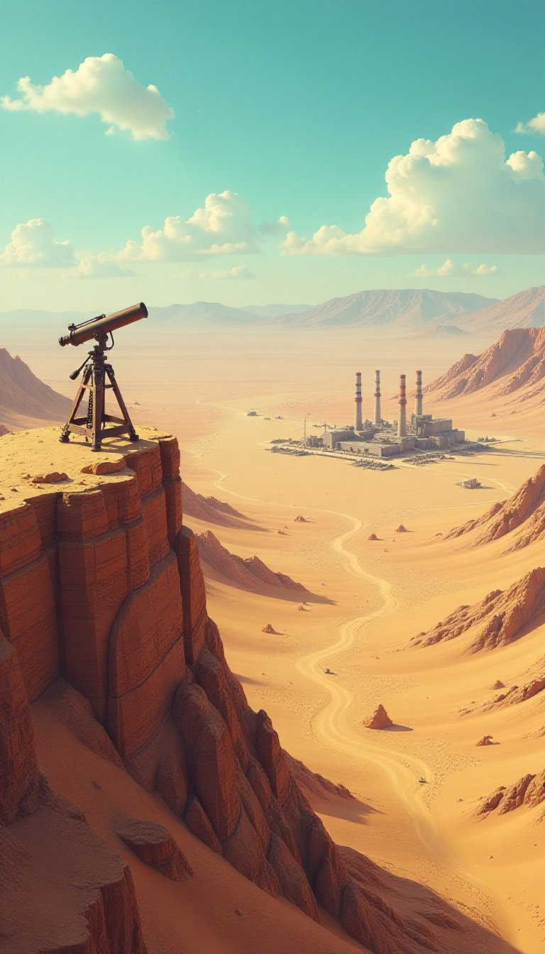 Explore a Creative Desert Map with Telescope and Industry