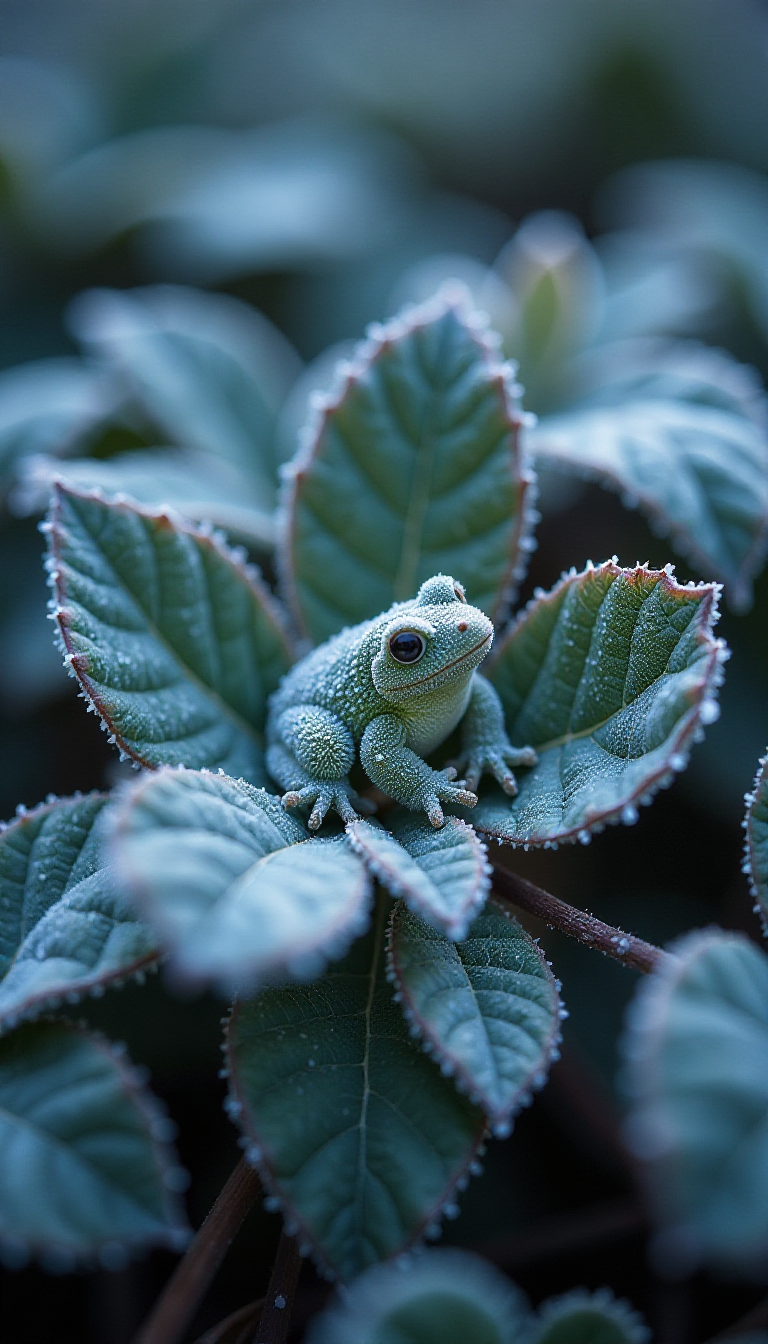 Frost-Covered Leaves and Hidden Ice Crystals - Nature's Art