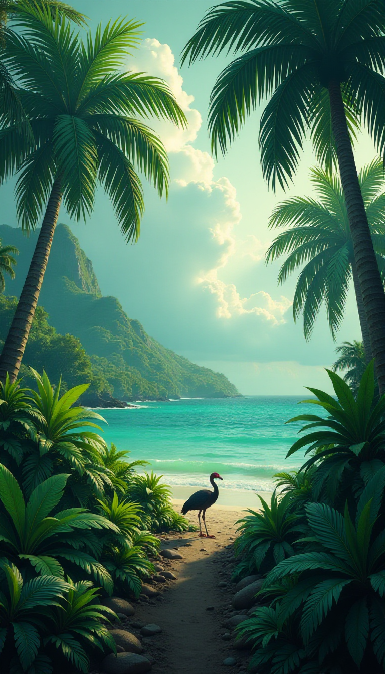 Explore a Tropical Island with a Dodo - Educational AI Art