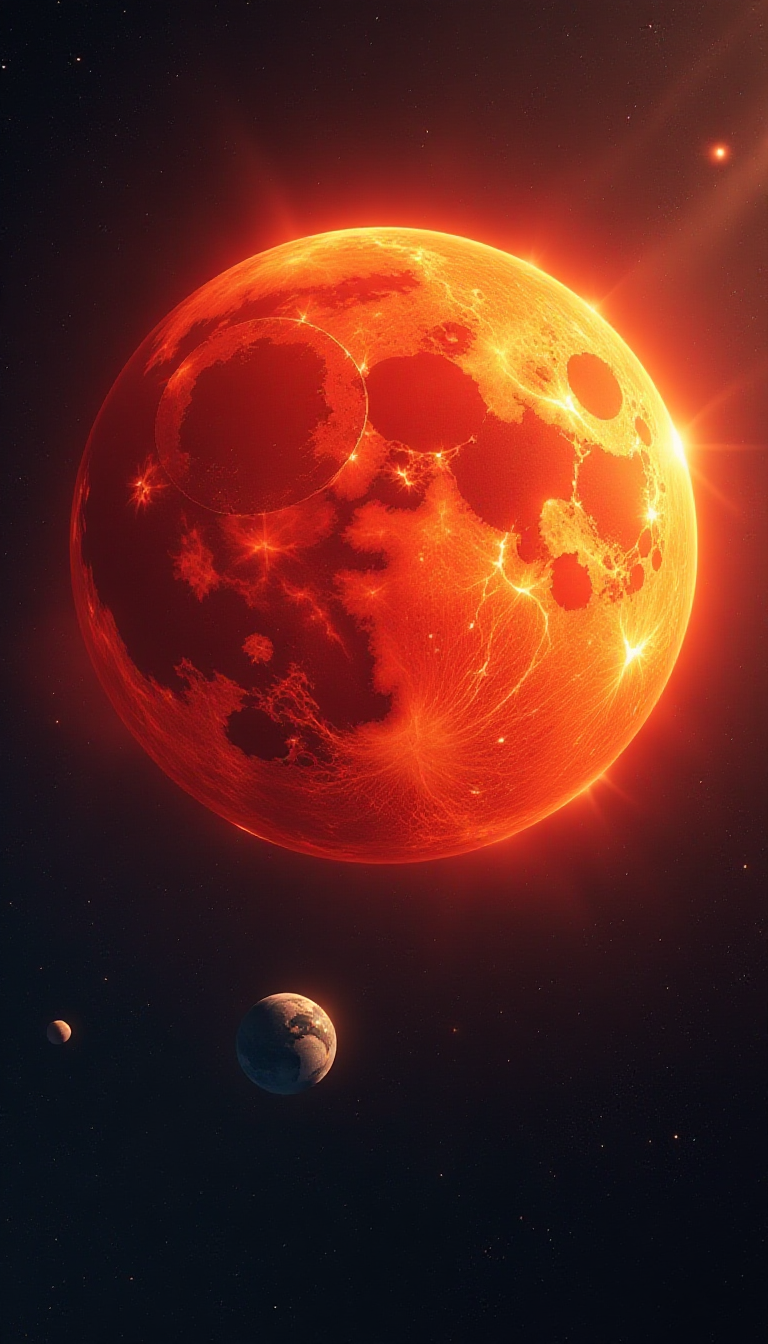 Explore the Universe: AI Art of a Glowing Sun and Earths