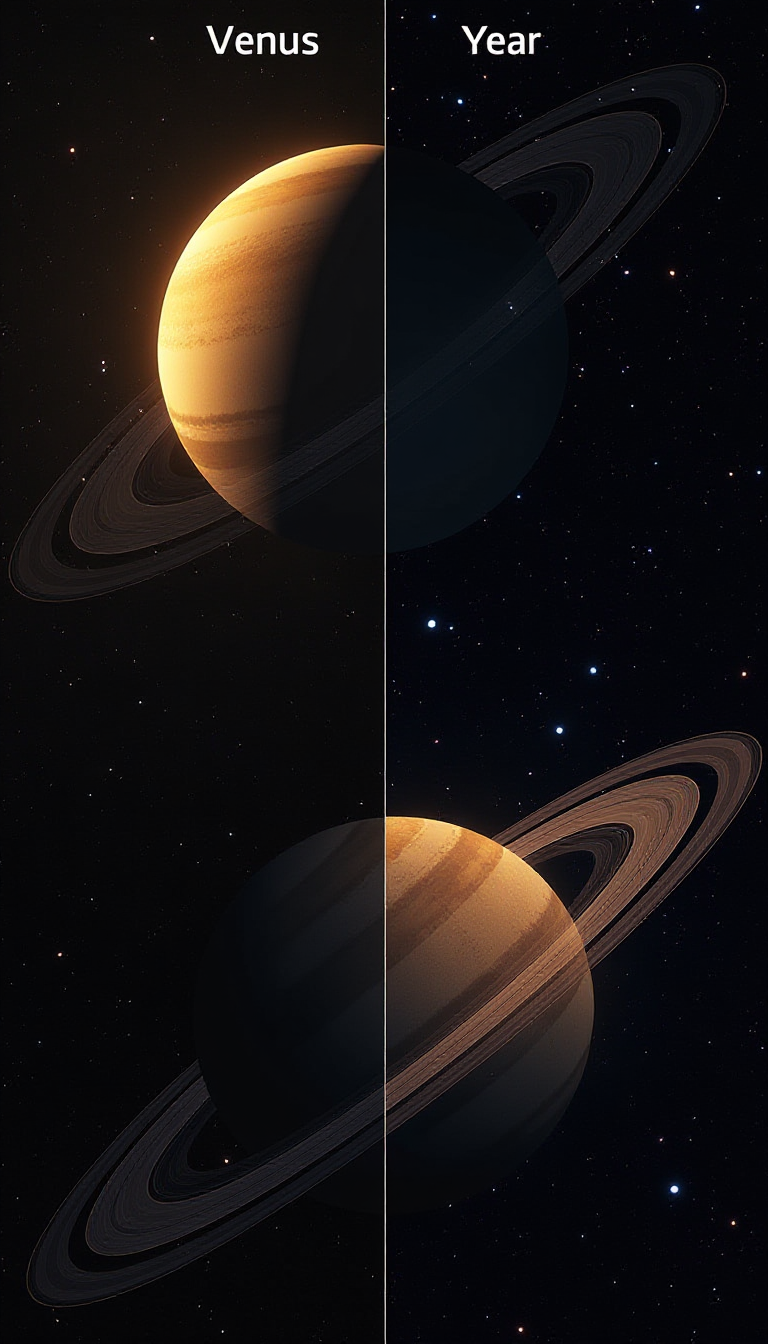 Explore Venus: Day vs. Year Comparison with AI Imagery