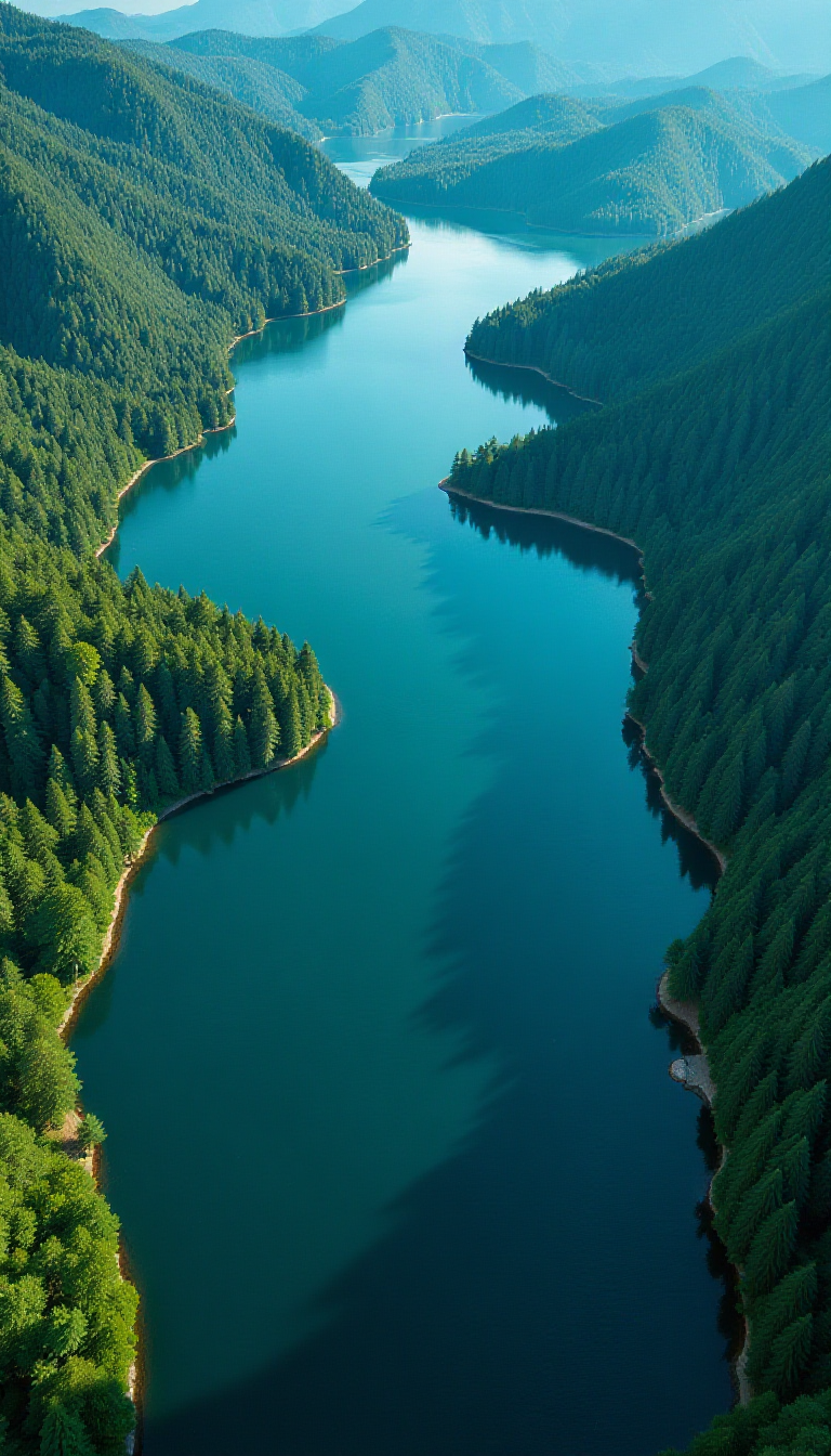 Breathtaking Aerial View of Lakes and Forests - AI Art for Kids