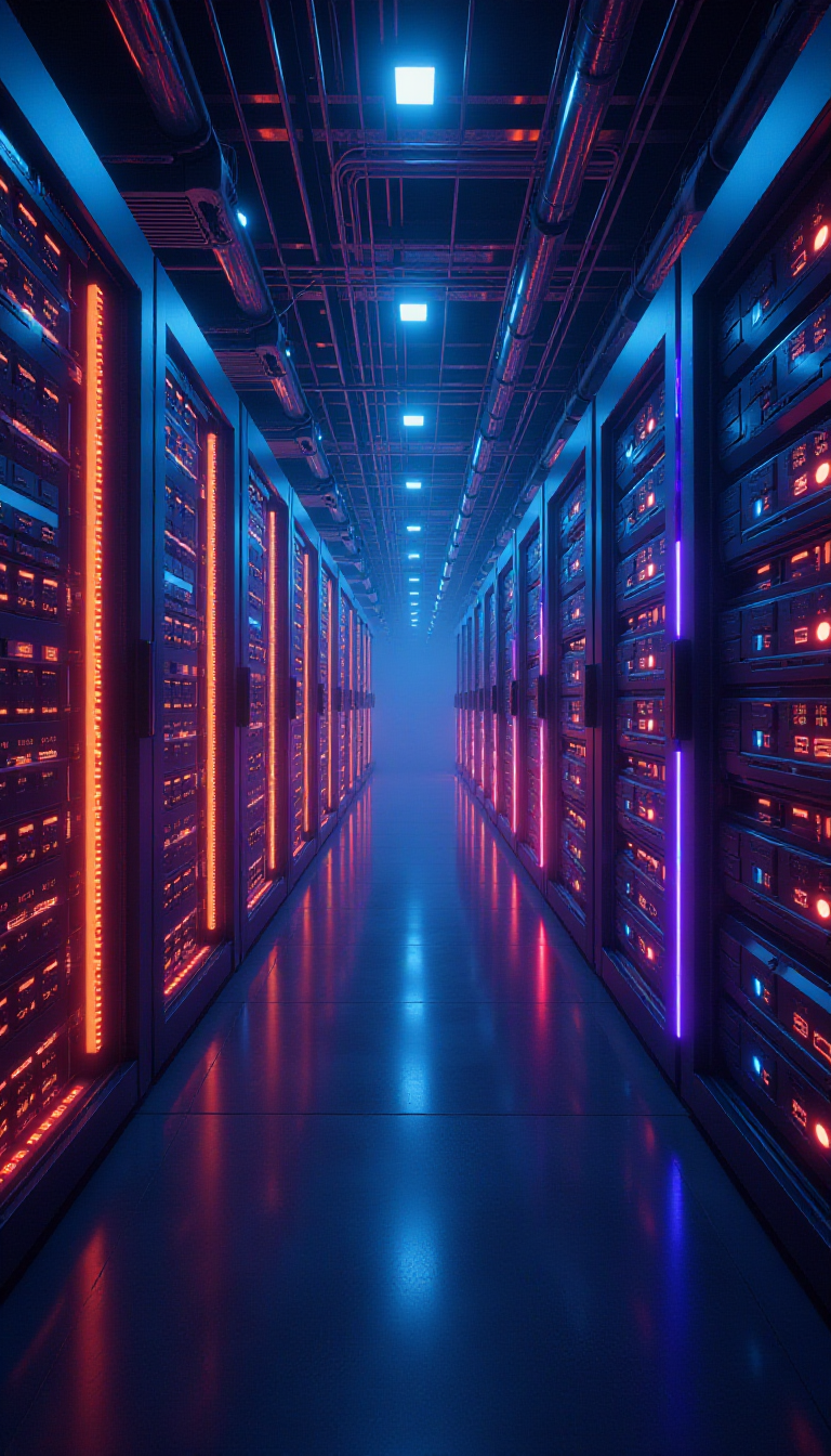 Explore a Futuristic Data Server Room Image Created by Kids
