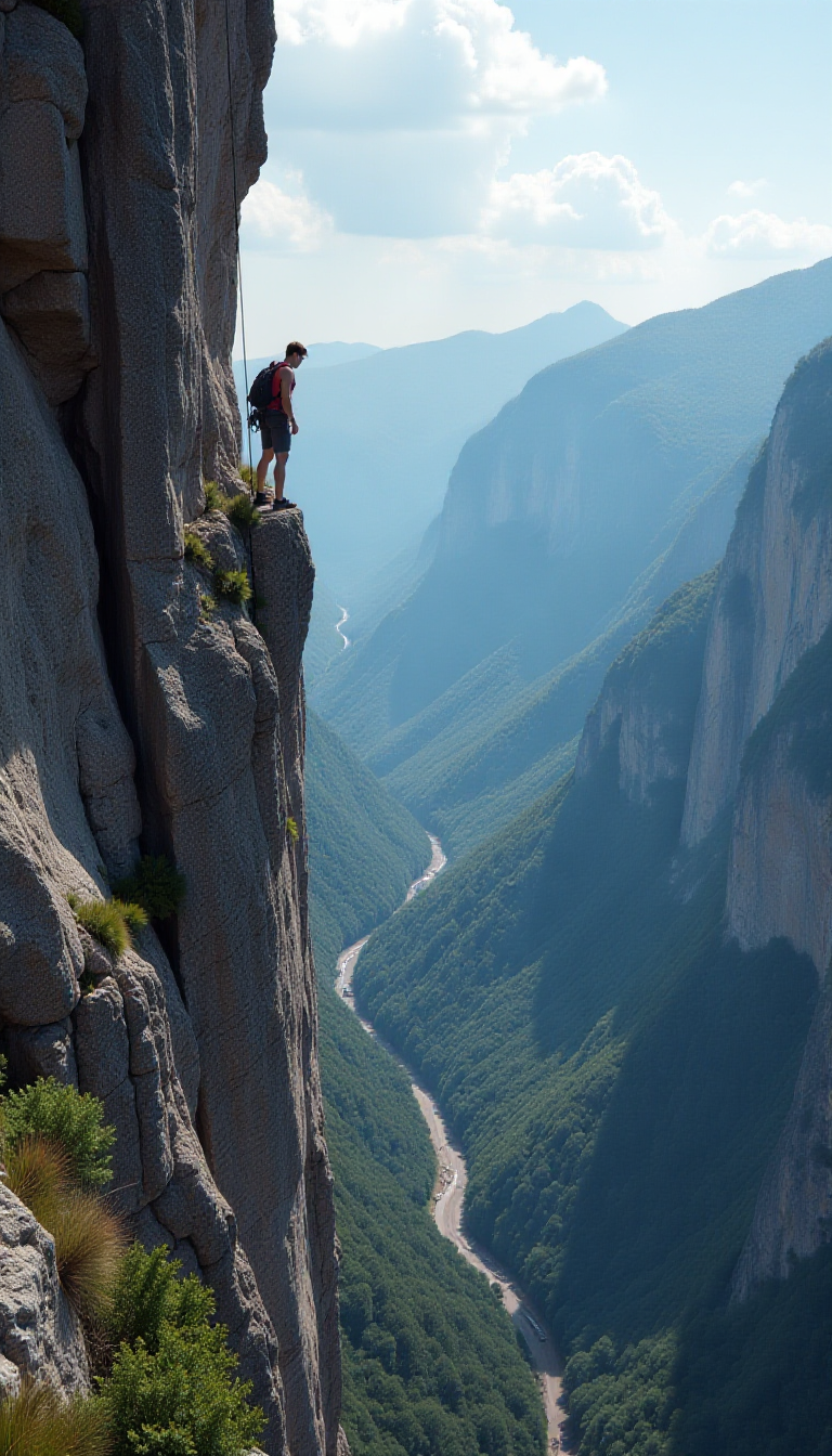 Inspiring AI-Generated Image of a Daring Rock Climber