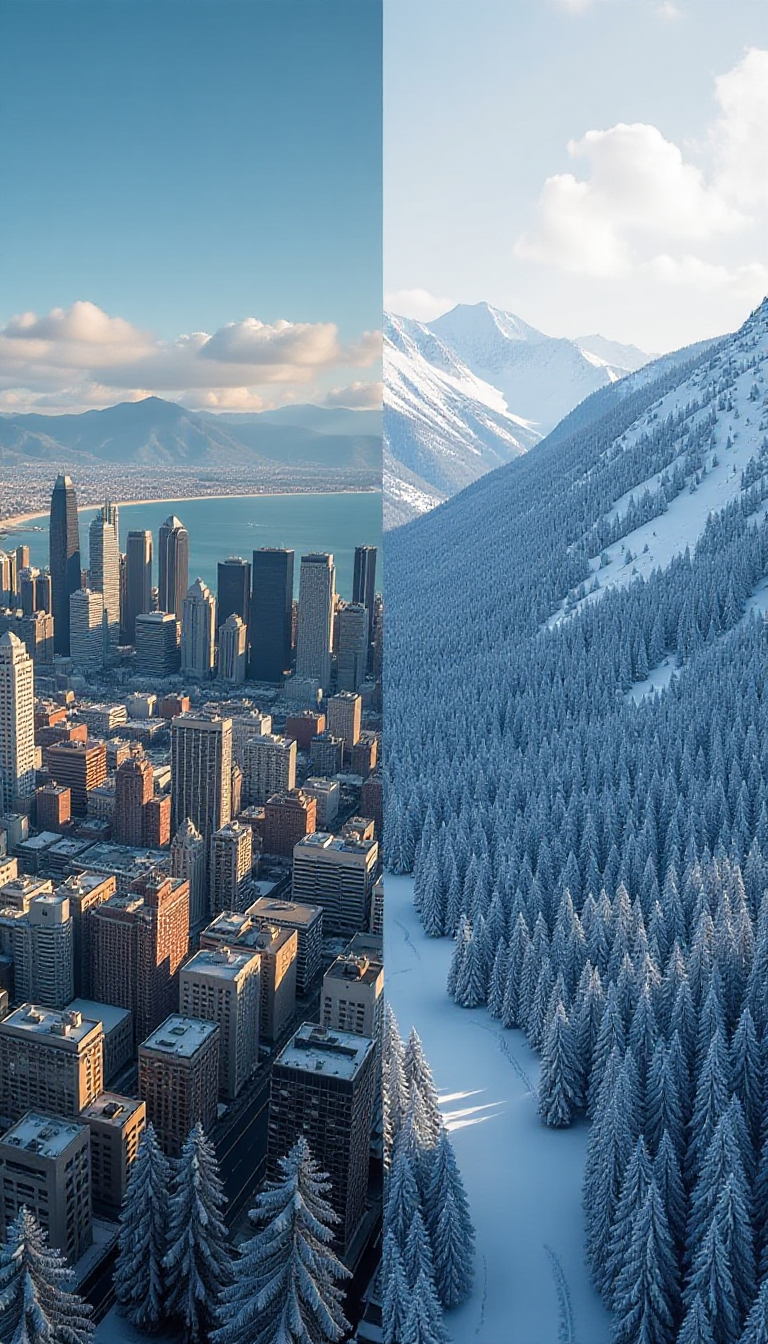 Discover the Contrast: Cityscape vs. Wilderness in AI Art