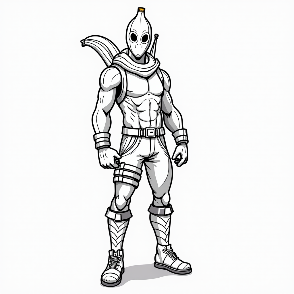 Explore Creativity with AI: Fortnite Banana Skin Coloring Page