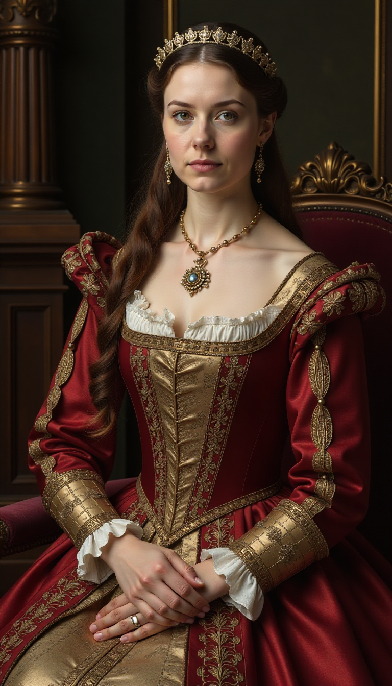 Regal Portrait of Catherine of Aragon - Educational AI Art