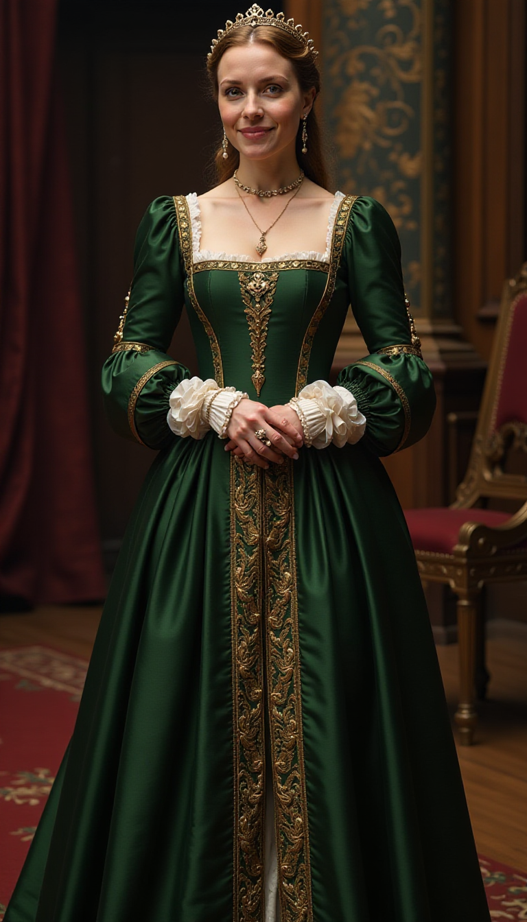 Explore History with AI: Confident Anne Boleyn in Tudor Gown
