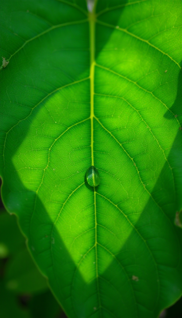 Vibrant Green Leaf with Dramatic Tear - AI Art for Kids