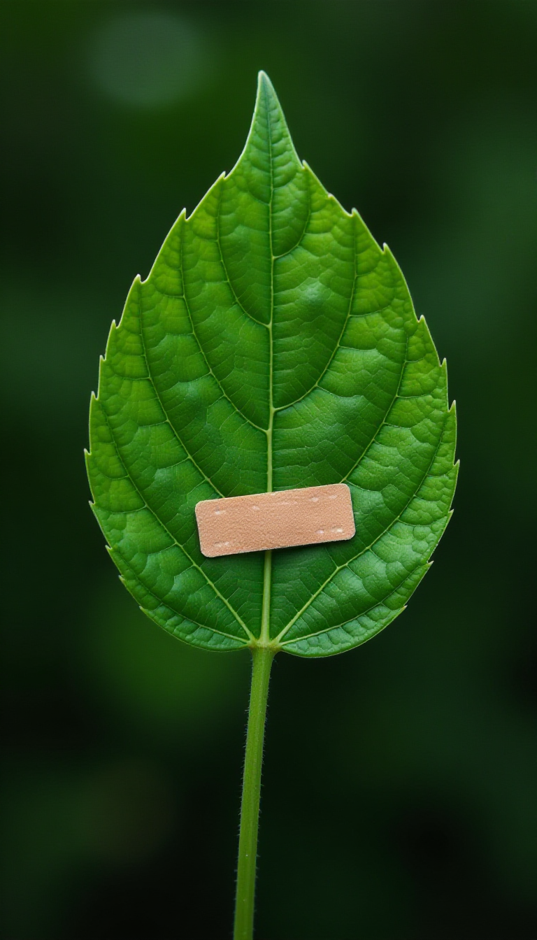Surreal AI Art: Plant Leaf with Bandage - Creative Learning