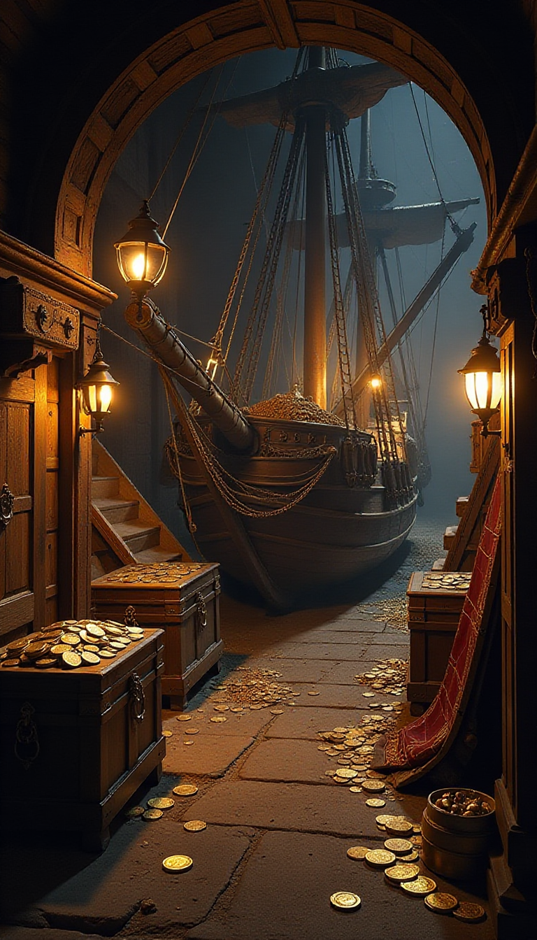 Explore the Riches of History: AI-Generated Spanish Galleon Image