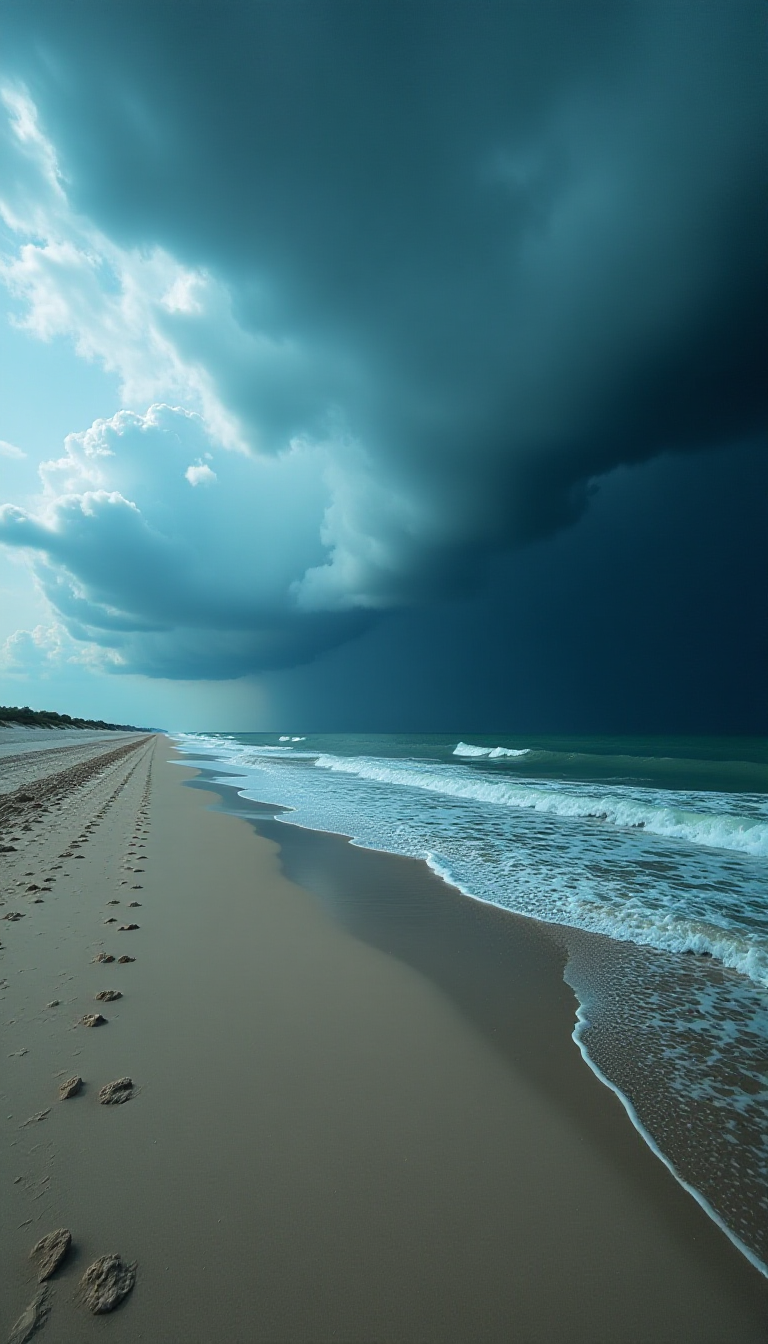 Dramatic Ocean Storm Over Texas Beach | AI Art for Kids