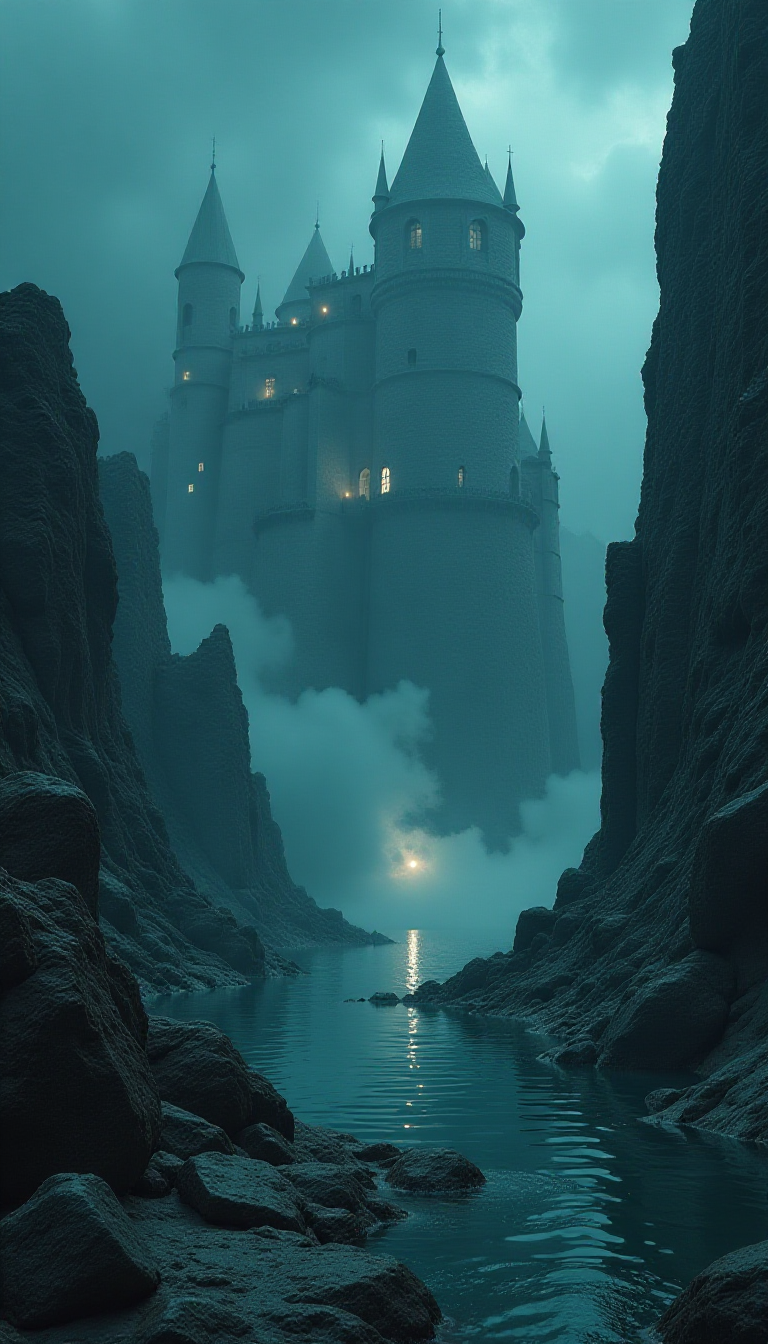 Explore a Dark Submerged Stone City: AI Art for Kids