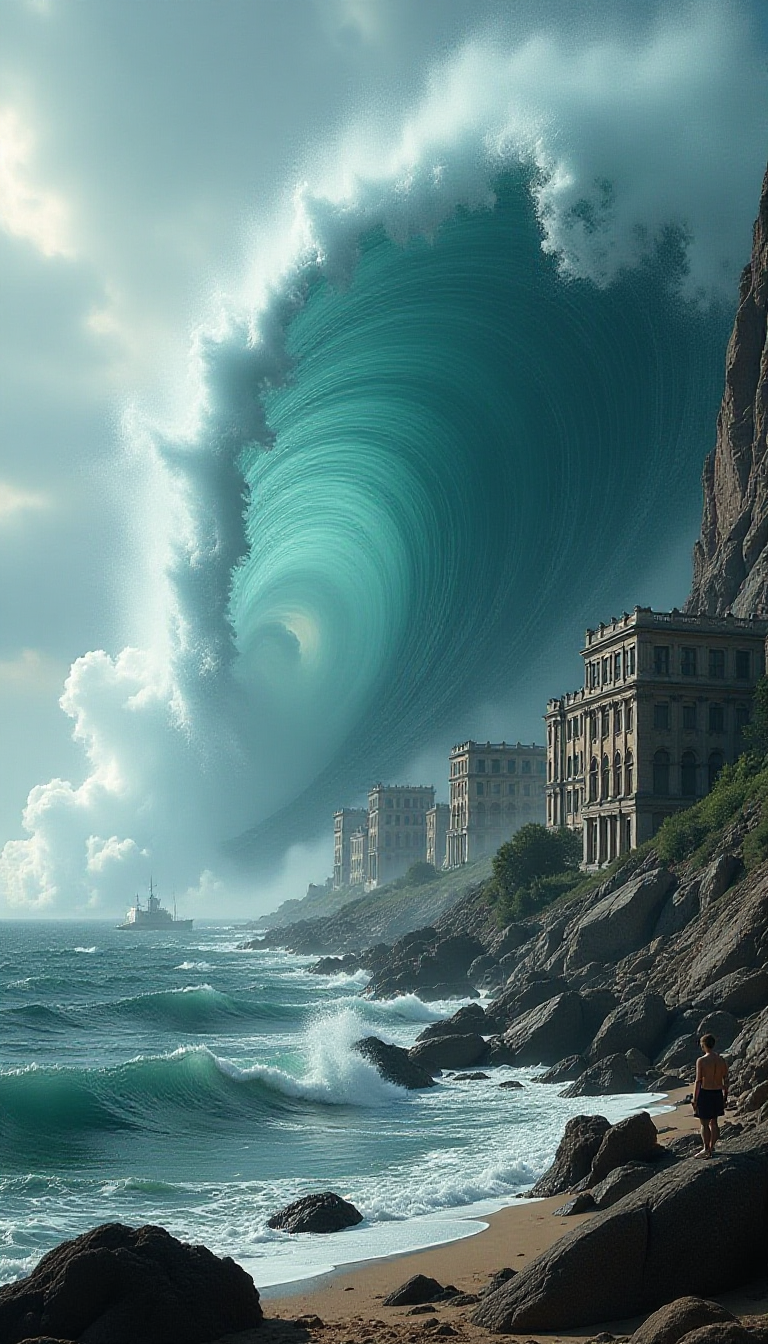 Explore Ancient Cities: AI Art of a City Swallowed by Waves