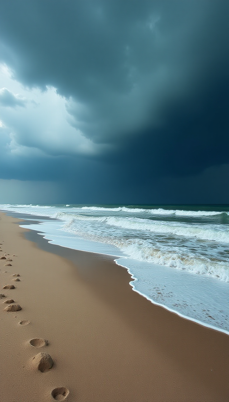 Explore Nature's Power: AI-Generated Storm at the Beach