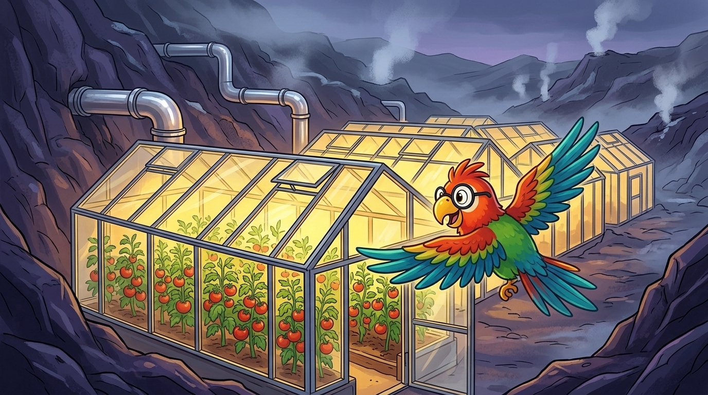 The people here use this heat. The hot water in their homes comes from the ground. Warm greenhouses grow tomatoes, ev...