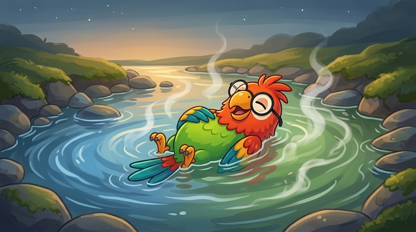 In the evening, Polly found a warm stream. She floated on her back. She watched the first stars. The earth hummed sof...