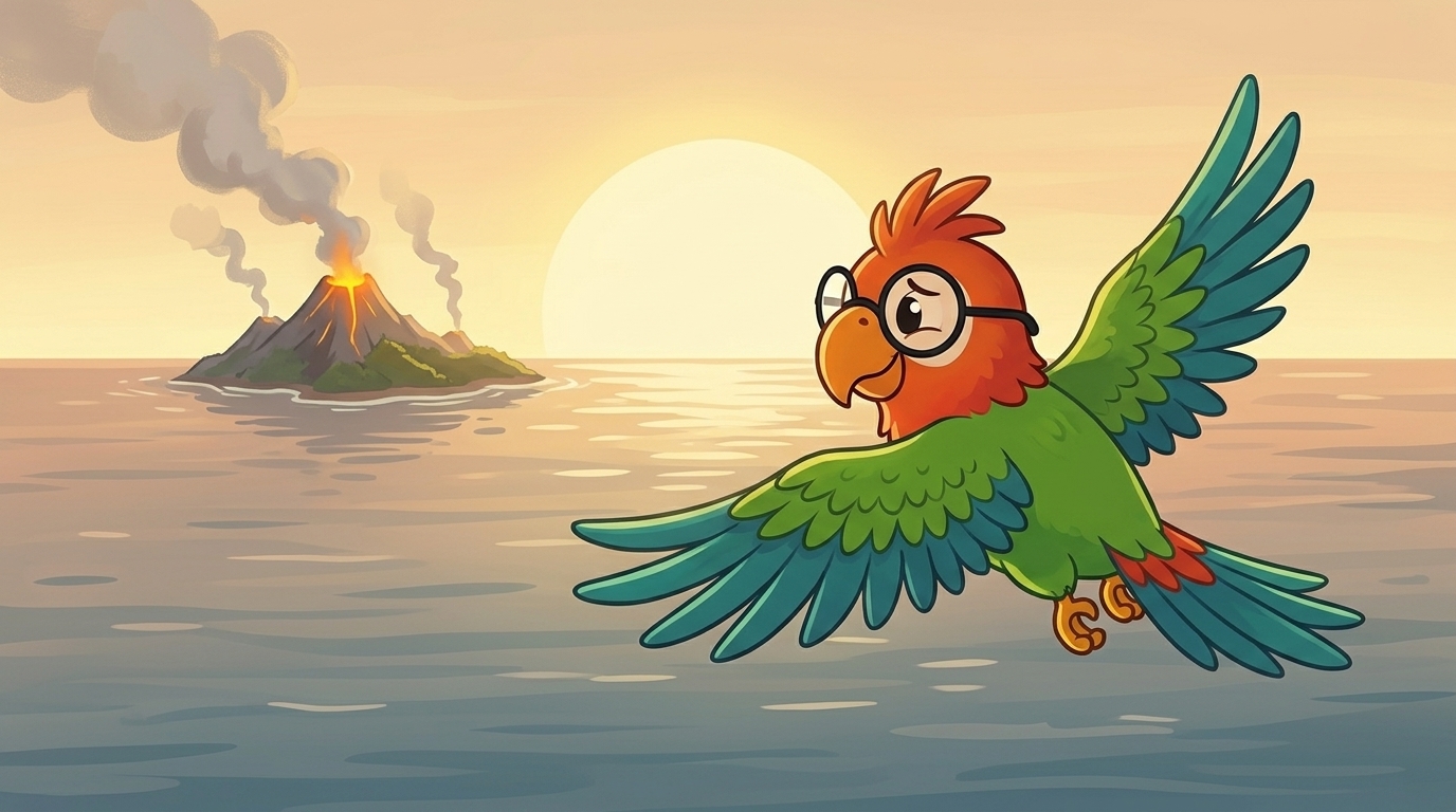 Sedan flög Polly ut över havet. Bakom henne fortsatte Island att ånga och frysa, och det lyste fortfarande i solen. D...