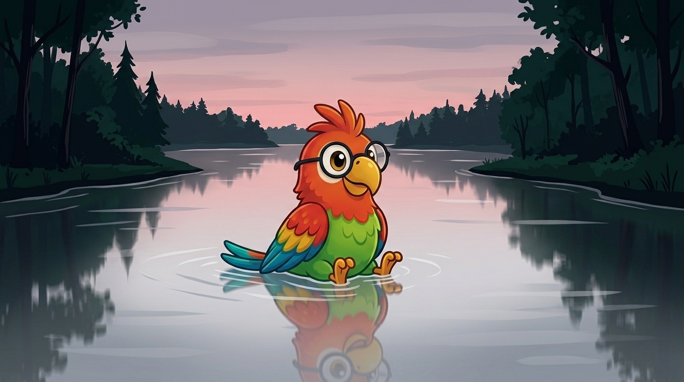 In the evening the river was still and silver. Polly floated on the warm water. The water moved slowly to the far sea...