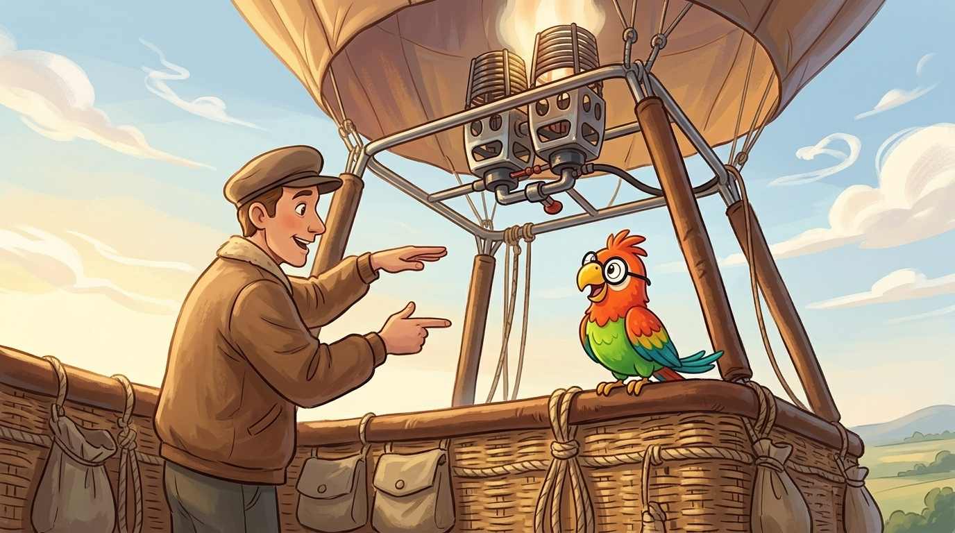 "A balloon has no wheel and no engine for turning," the pilot said. "We steer with the winds. Low winds go one way, h...