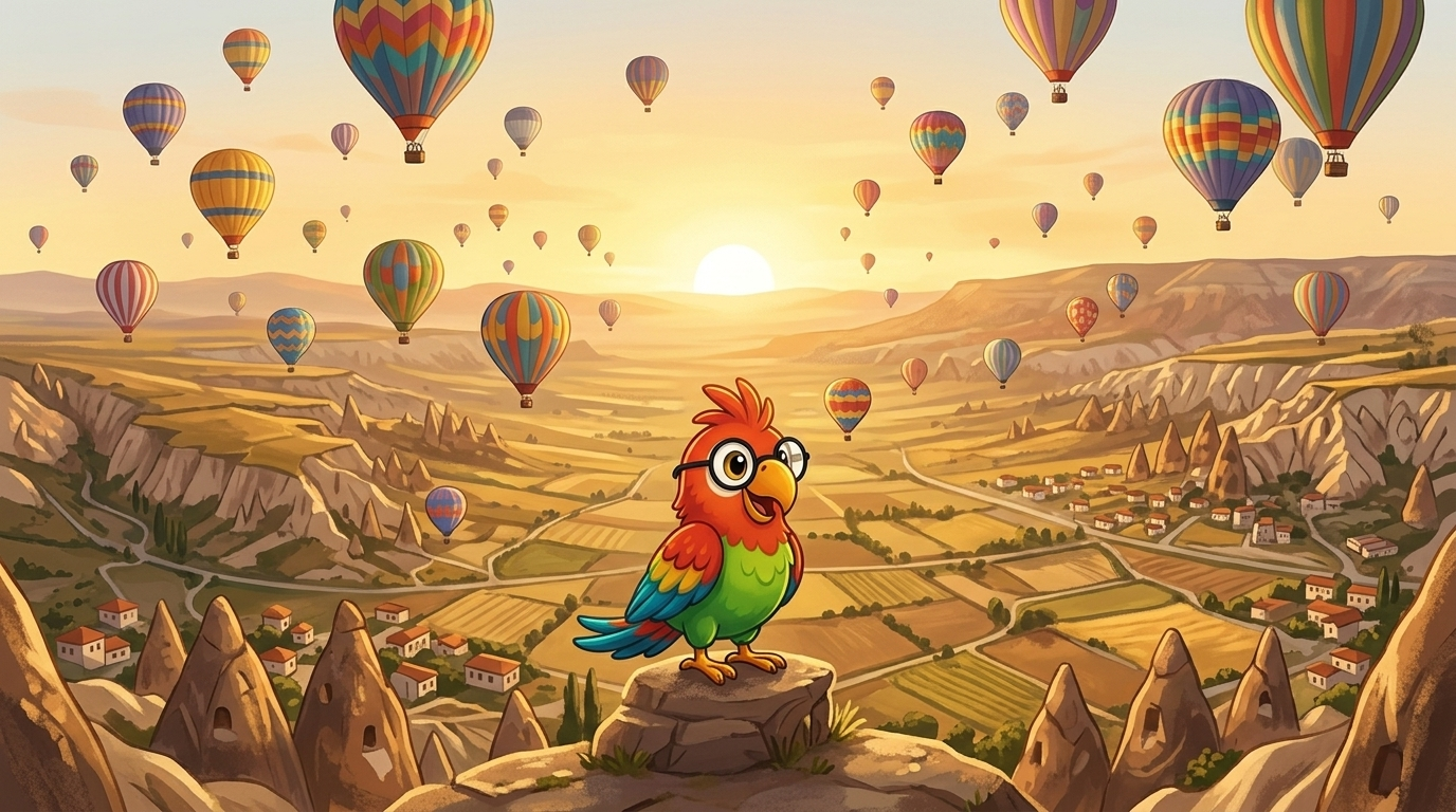 The sun came up, and more than one hundred balloons rose all around them, gold and red and blue. Below, the fairy chi...