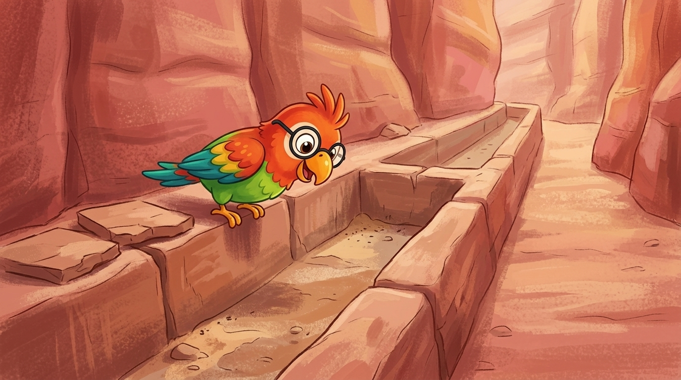 Then she saw something strange. A small channel was carved into the rock wall, running along the canyon like a stone ...