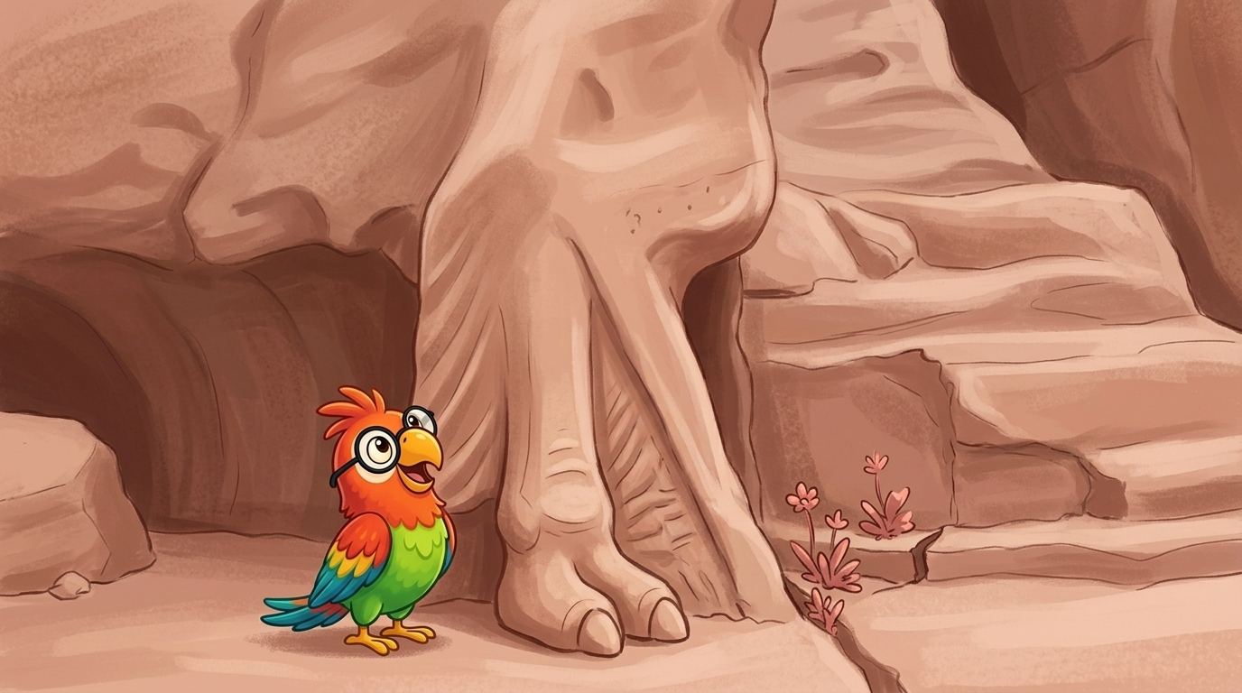 Polly stood next to a carved camel foot. It was bigger than she was. She imagined the real caravans passing here, loa...
