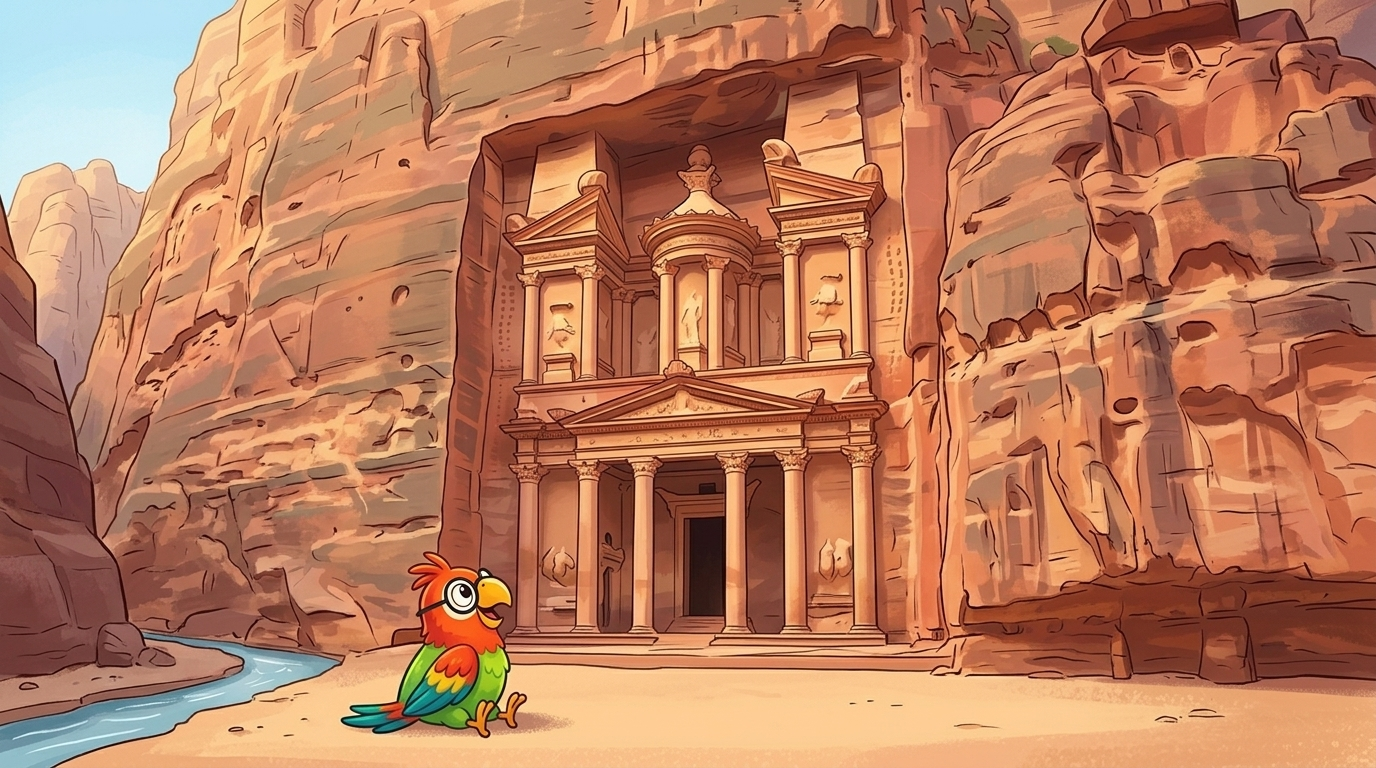 No one built this temple with bricks. Workers carved it out of the living cliff, from the top down to the floor. The ...