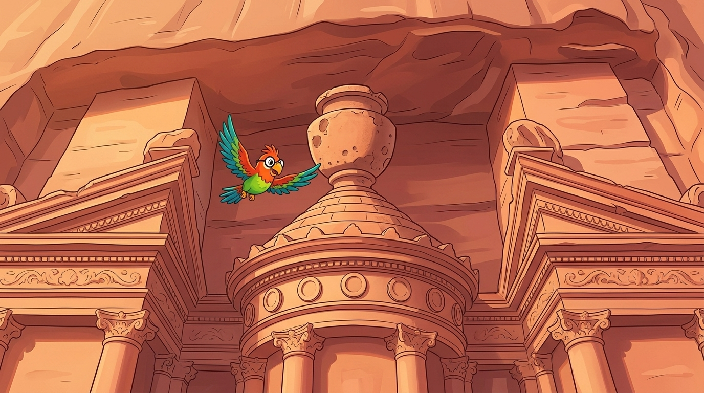 High on top of the temple stands a giant stone jar. People once believed a treasure was hidden inside it. But Polly k...