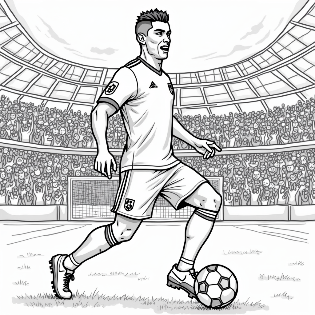 Coloring Page of Ronaldo in Al Nassr Jersey - Fun for Kids!