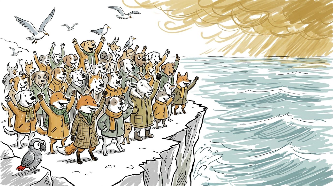 All afternoon the giants came. Animals stood on the cliff, dogs and foxes and gulls. They cheered every ride. Polly h...