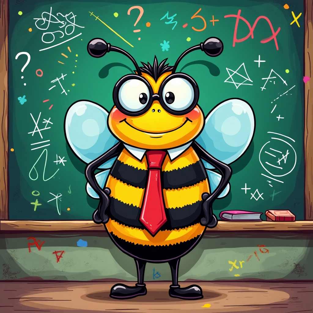 Colorful Cartoon Bee Teaching Kids - Fun Educational AI Image