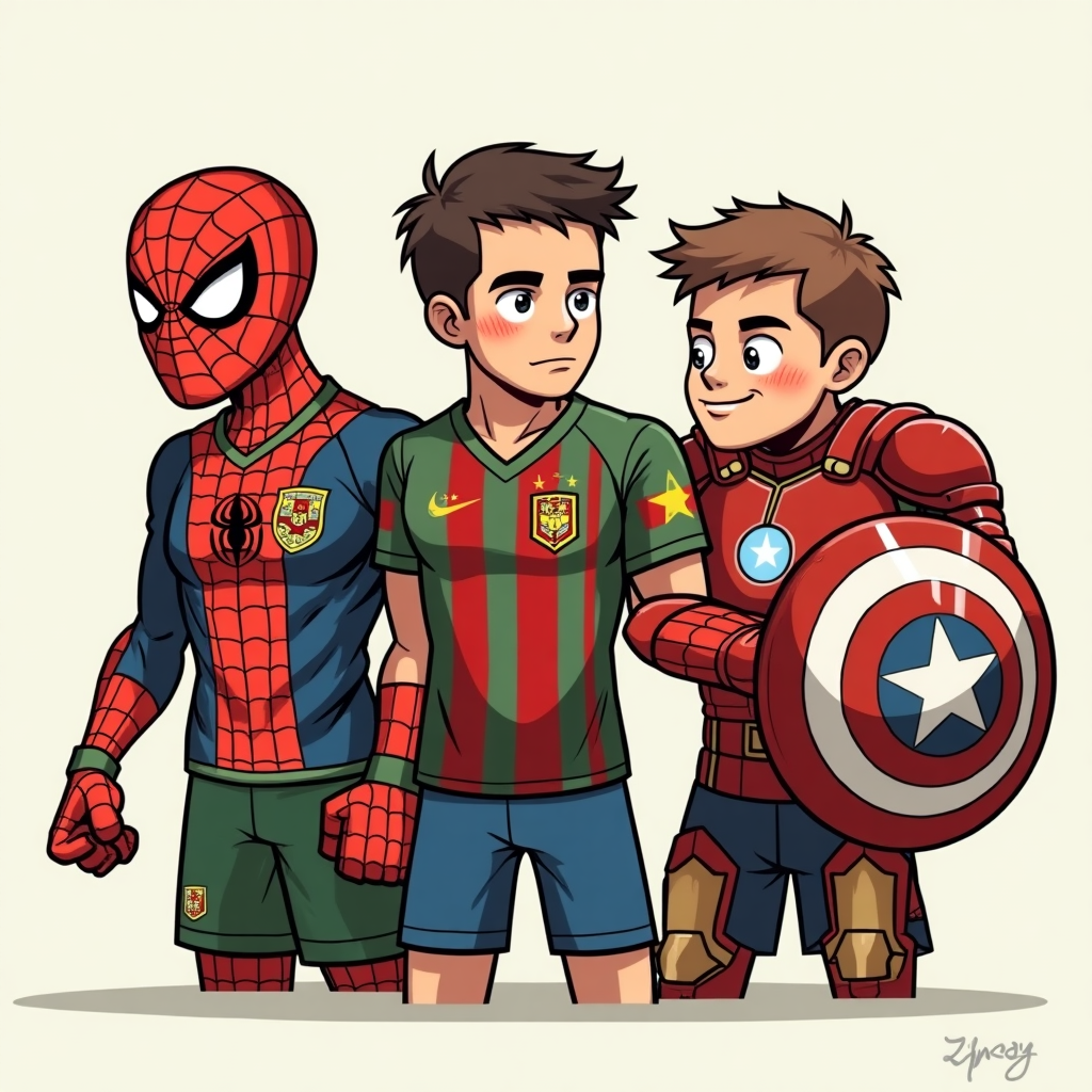 Creative AI Art: Avengers in International Jerseys for Kids