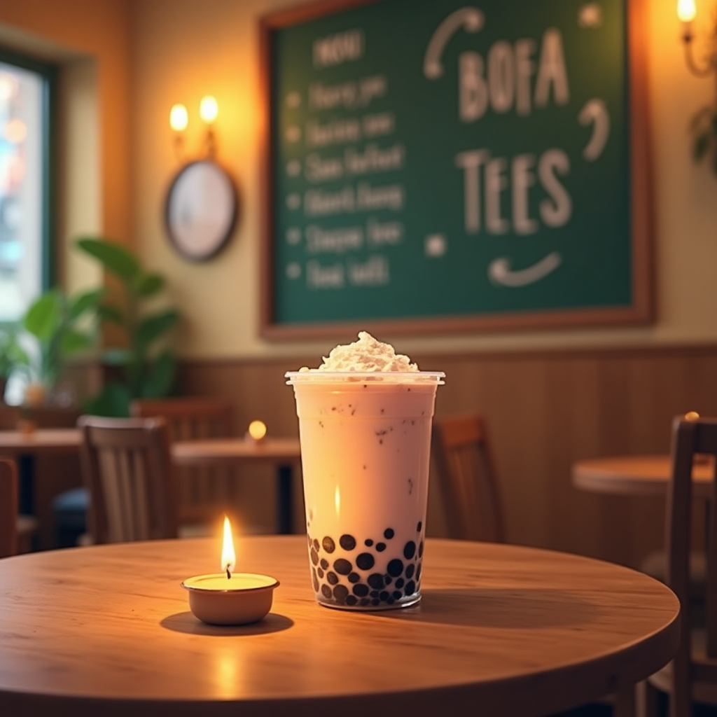Cozy Café Boba Tea Collage Art for Kids' Creativity