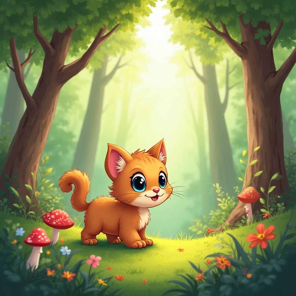 Adorable Cat Avatar in a Lush Forest | Creative Learning Fun