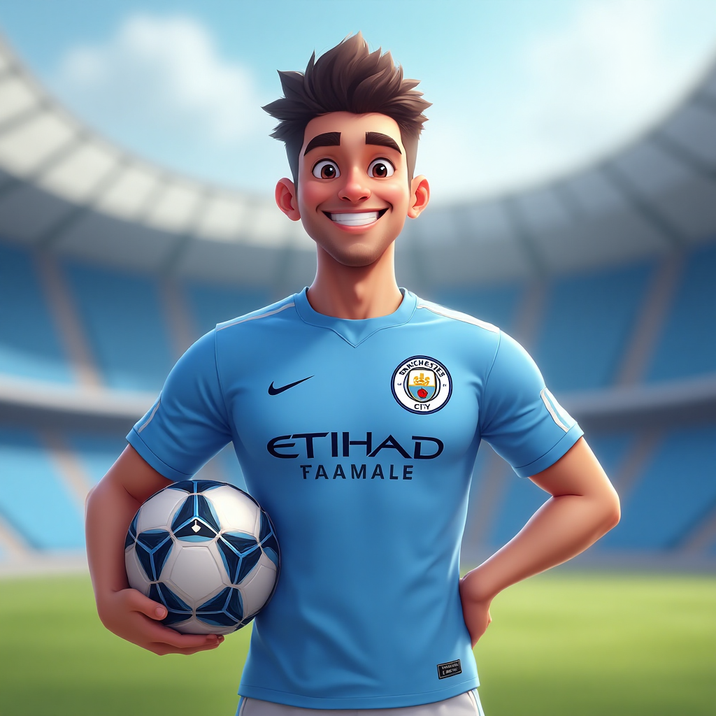 Cheerful Soccer Fan Avatar: Manchester City Inspired Creations