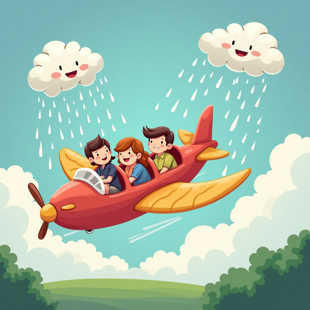 Discover a Fun Plane Adventure: Cartoonish AI Art for Kids
