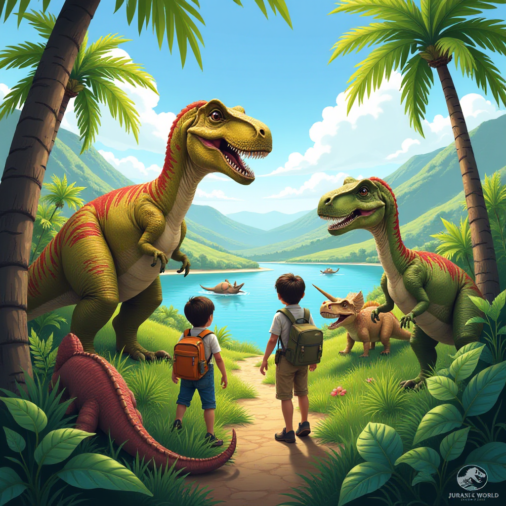 Explore a Colorful Dinosaur Adventure in Prehistoric Landscapes