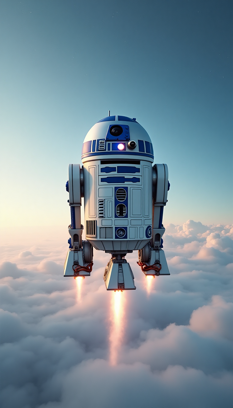 Explore Creativity with AI: R2-D2 Inspired Robot Image