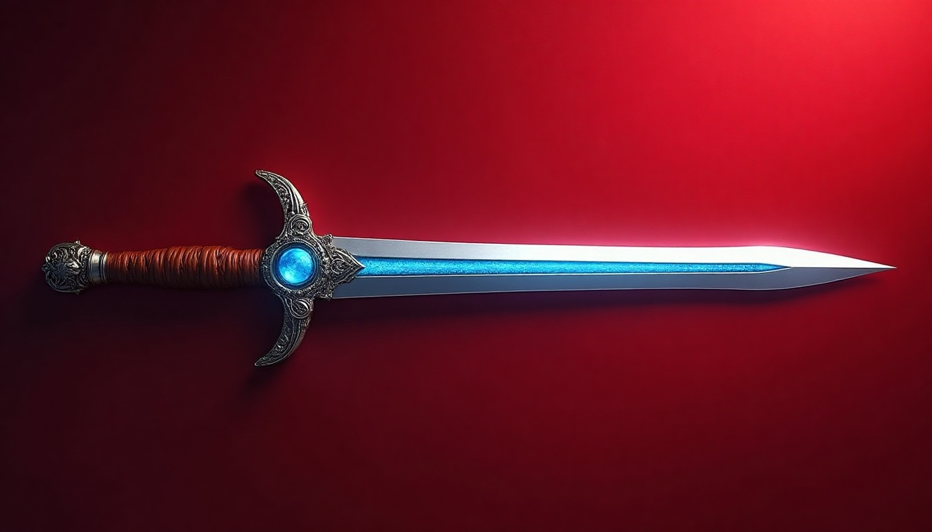 Majestic Longsword Watercolor Painting - AI Art for Kids
