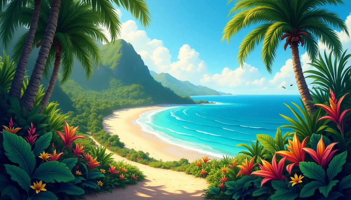Explore a Vibrant Jungle to Serene Beach - AI Art for Kids