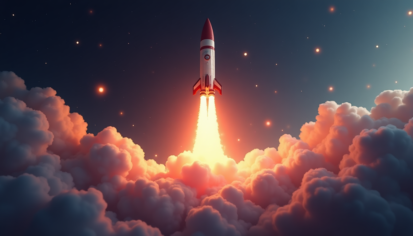 Creative AI Art: Astronaut on the Moon with Rocket Launch