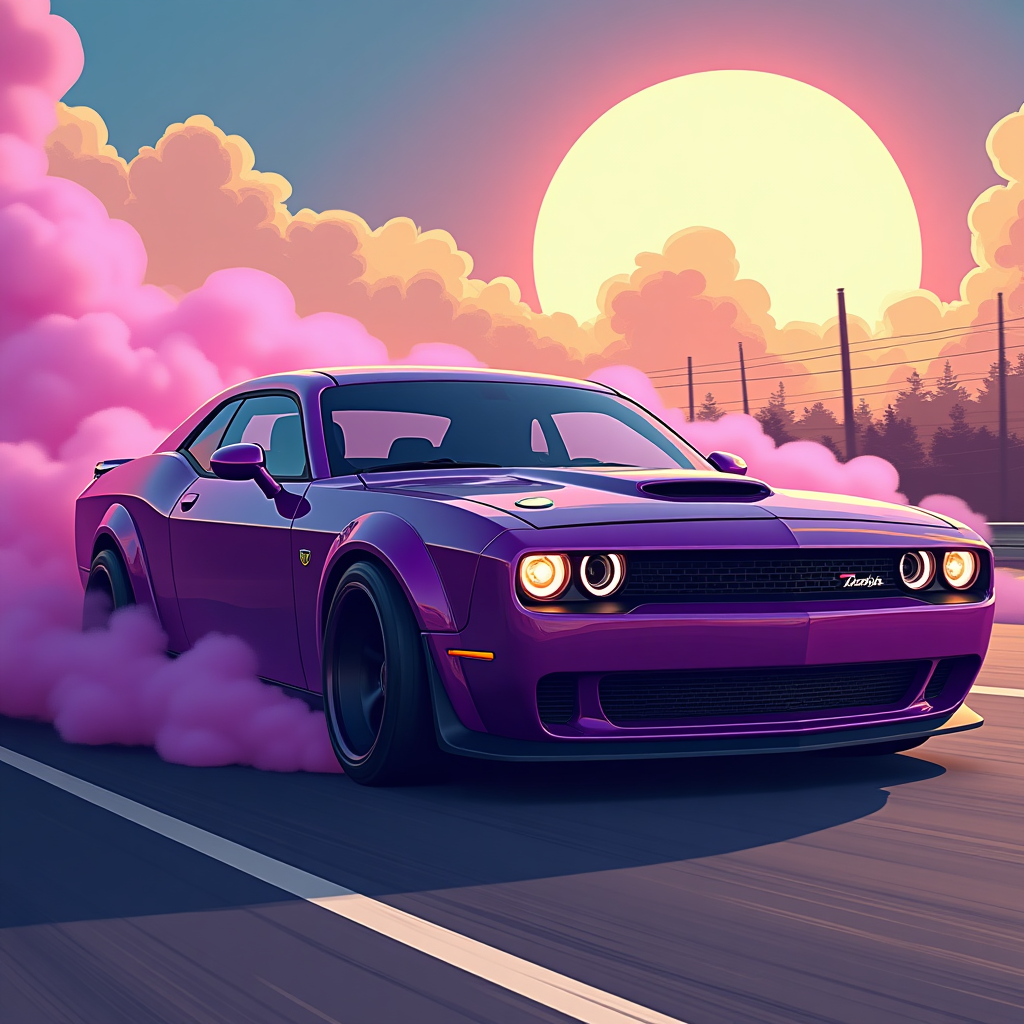 Creative Cartoon Avatar of a Dodge Charger SRT - Kids' AI Art